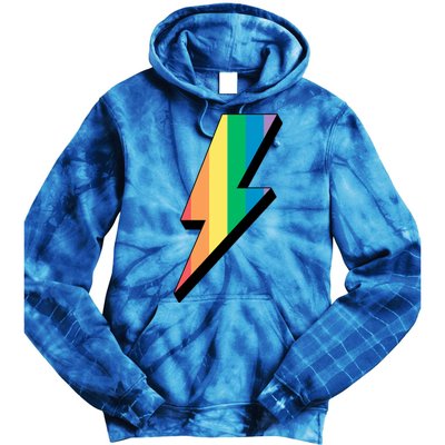 Lgbtq Rainbow Vintage Bolt Of Lightning Retro Lgbt Pride Gift Tie Dye Hoodie