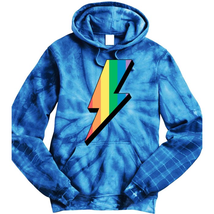 Lgbtq Rainbow Vintage Bolt Of Lightning Retro Lgbt Pride Gift Tie Dye Hoodie