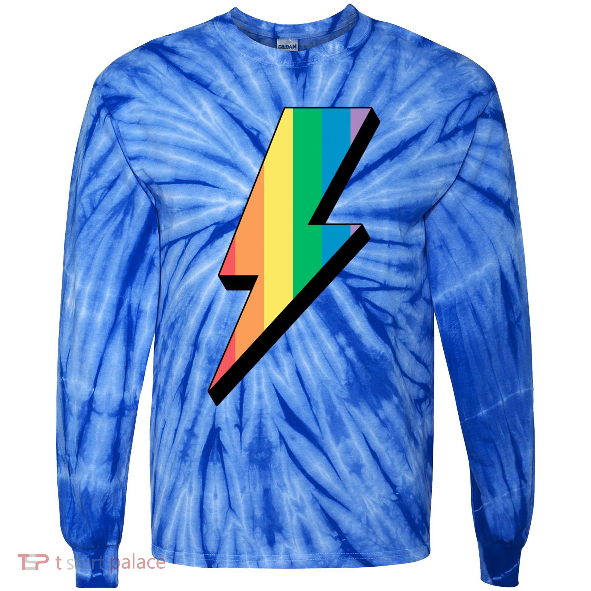 Lgbtq Rainbow Vintage Bolt Of Lightning Retro Lgbt Pride Gift Tie-Dye Long Sleeve Shirt