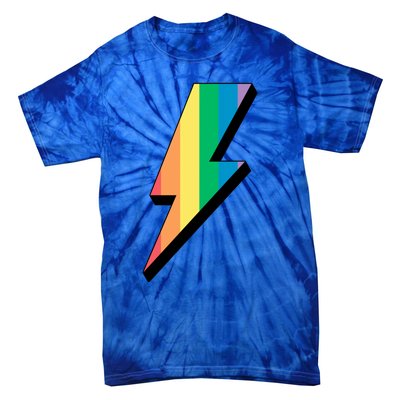 Lgbtq Rainbow Vintage Bolt Of Lightning Retro Lgbt Pride Gift Tie-Dye T-Shirt