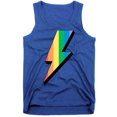 Lgbtq Rainbow Vintage Bolt Of Lightning Retro Lgbt Pride Gift Tank Top