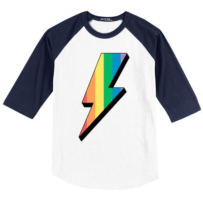 Lgbtq Rainbow Vintage Bolt Of Lightning Retro Lgbt Pride Gift Baseball Sleeve Shirt