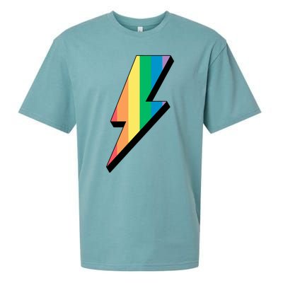 Lgbtq Rainbow Vintage Bolt Of Lightning Retro Lgbt Pride Gift Sueded Cloud Jersey T-Shirt