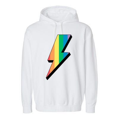 Lgbtq Rainbow Vintage Bolt Of Lightning Retro Lgbt Pride Gift Garment-Dyed Fleece Hoodie