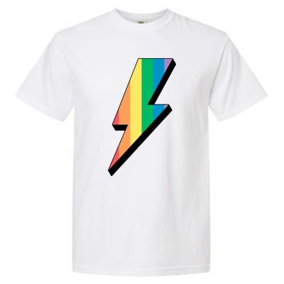 Lgbtq Rainbow Vintage Bolt Of Lightning Retro Lgbt Pride Gift Garment-Dyed Heavyweight T-Shirt