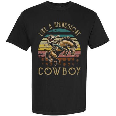 Like Rhinestones Vintage Art Western Horses Riding Cowboy Gift Garment-Dyed Heavyweight T-Shirt