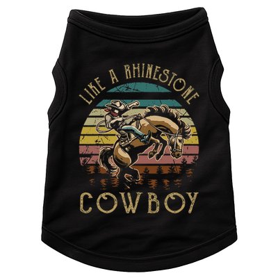 Like Rhinestones Vintage Art Western Horses Riding Cowboy Gift Doggie Tank