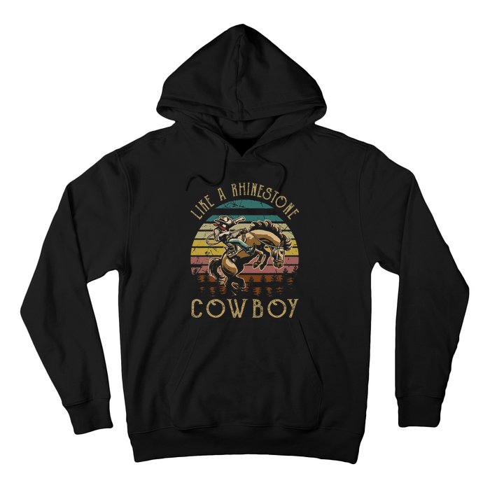 Like Rhinestones Vintage Art Western Horses Riding Cowboy Gift Hoodie