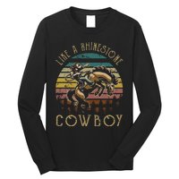 Like Rhinestones Vintage Art Western Horses Riding Cowboy Gift Long Sleeve Shirt