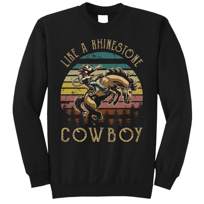 Like Rhinestones Vintage Art Western Horses Riding Cowboy Gift Sweatshirt