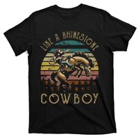 Like Rhinestones Vintage Art Western Horses Riding Cowboy Gift T-Shirt