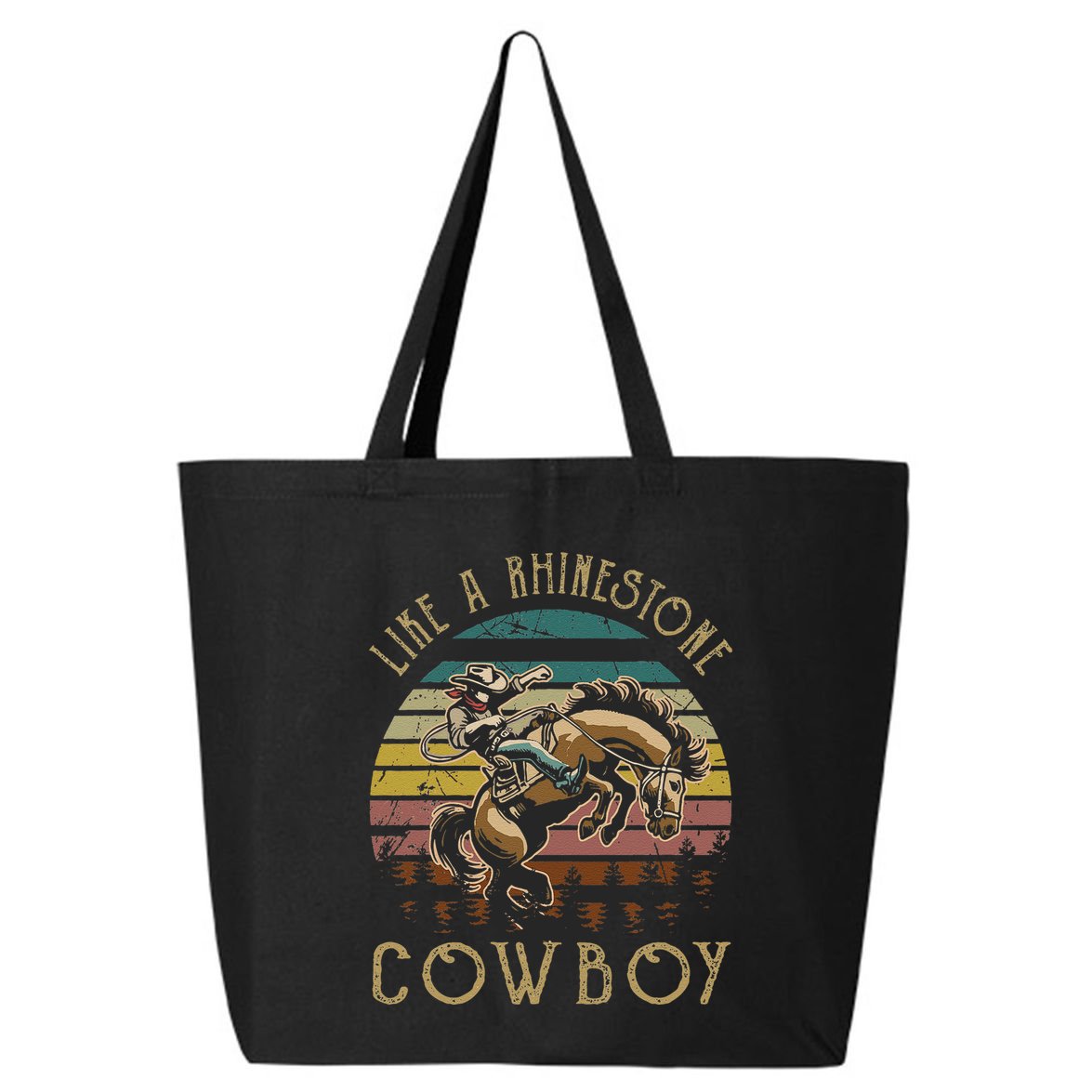 Like Rhinestones Vintage Art Western Horses Riding Cowboy Gift 25L Jumbo Tote