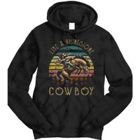 Like Rhinestones Vintage Art Western Horses Riding Cowboy Gift Tie Dye Hoodie