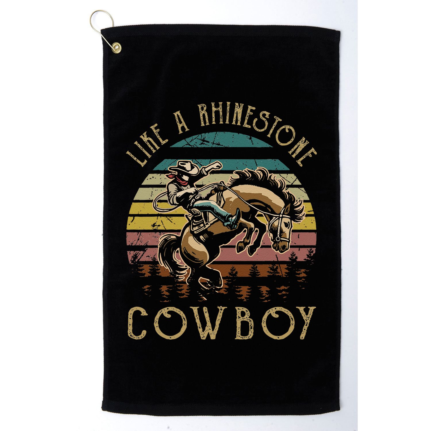 Like Rhinestones Vintage Art Western Horses Riding Cowboy Gift Golf Towel