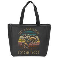 Like Rhinestones Vintage Art Western Horses Riding Cowboy Gift Zip Tote Bag