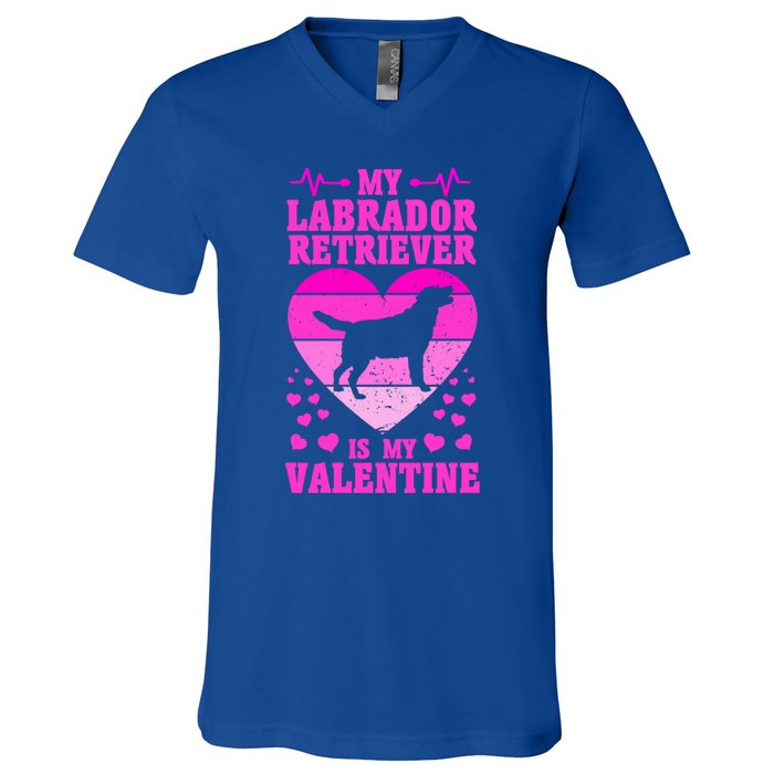 Labrador Retriever Valentines Day Dog Lover Gift V-Neck T-Shirt