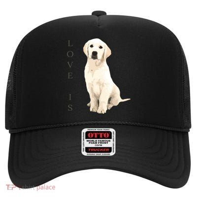 Labrador Retriever Women Men Kids White Lab Dog Mom High Crown Mesh Back Trucker Hat
