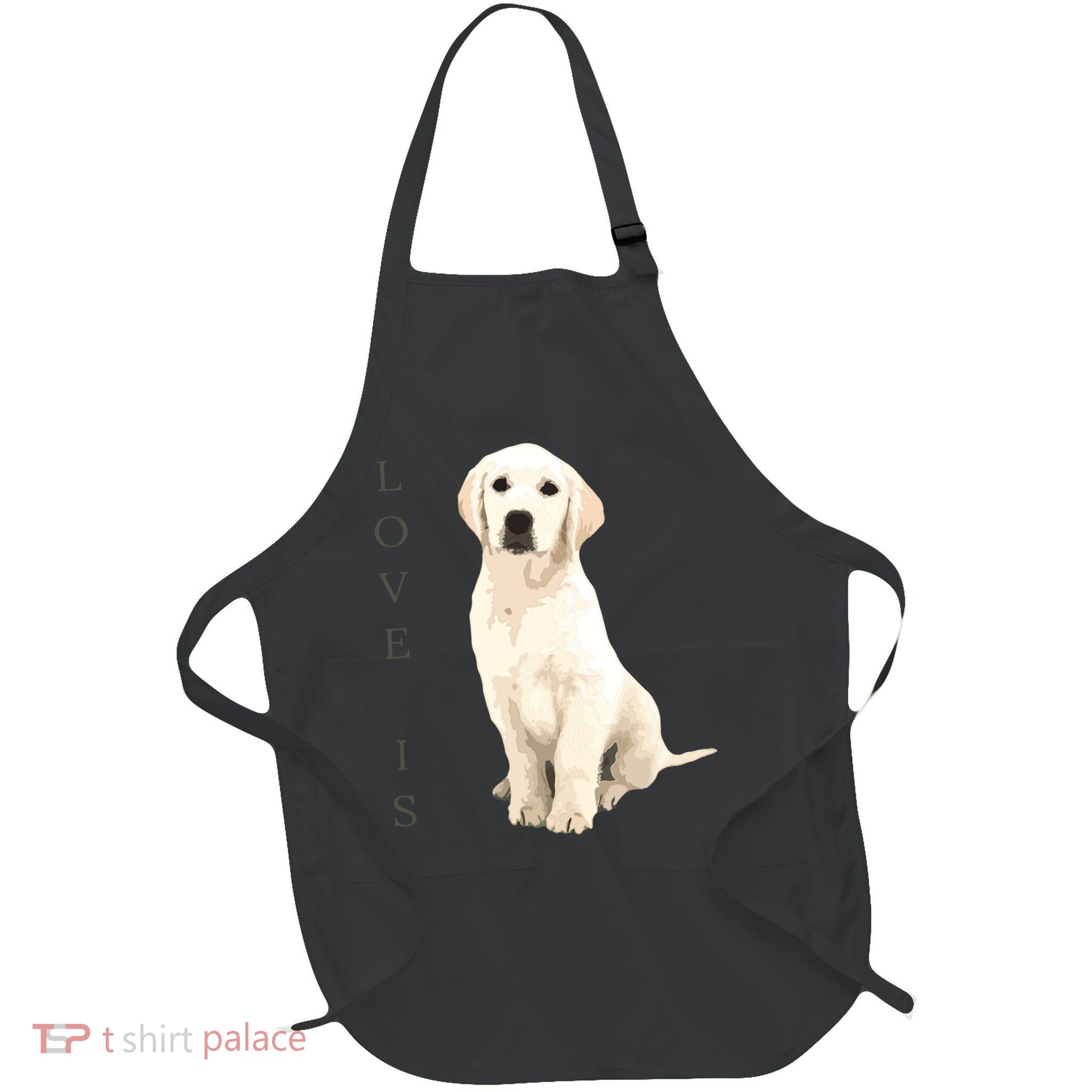 Labrador Retriever Women Men Kids White Lab Dog Mom Full-Length Apron With Pockets