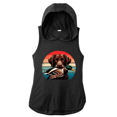 Labrador Retriever With Mallard Duck Hunting Gift Ladies PosiCharge Tri-Blend Wicking Draft Hoodie Tank