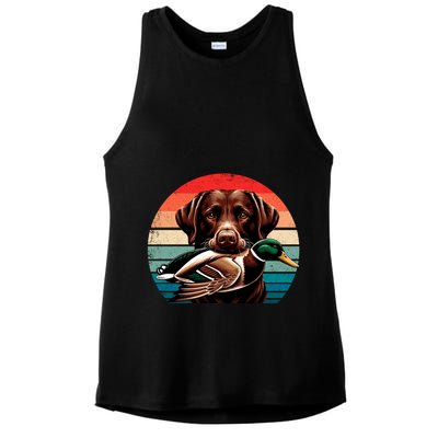 Labrador Retriever With Mallard Duck Hunting Gift Ladies PosiCharge Tri-Blend Wicking Tank