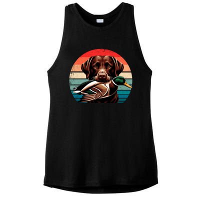 Labrador Retriever With Mallard Duck Hunting Gift Ladies PosiCharge Tri-Blend Wicking Tank