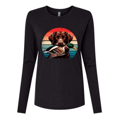 Labrador Retriever With Mallard Duck Hunting Gift Womens Cotton Relaxed Long Sleeve T-Shirt