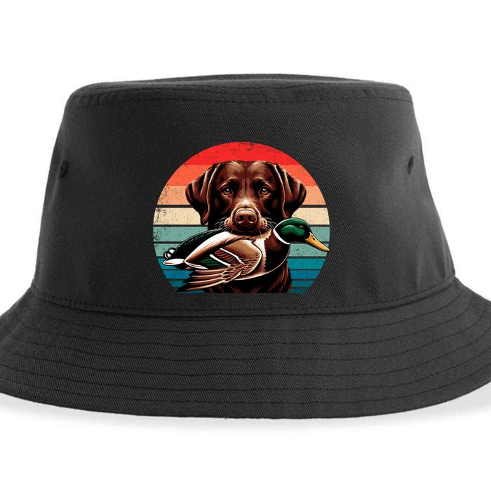 Labrador Retriever With Mallard Duck Hunting Gift Sustainable Bucket Hat