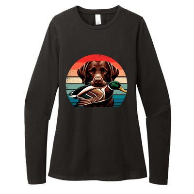 Labrador Retriever With Mallard Duck Hunting Gift Womens CVC Long Sleeve Shirt