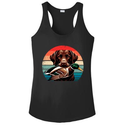 Labrador Retriever With Mallard Duck Hunting Gift Ladies PosiCharge Competitor Racerback Tank