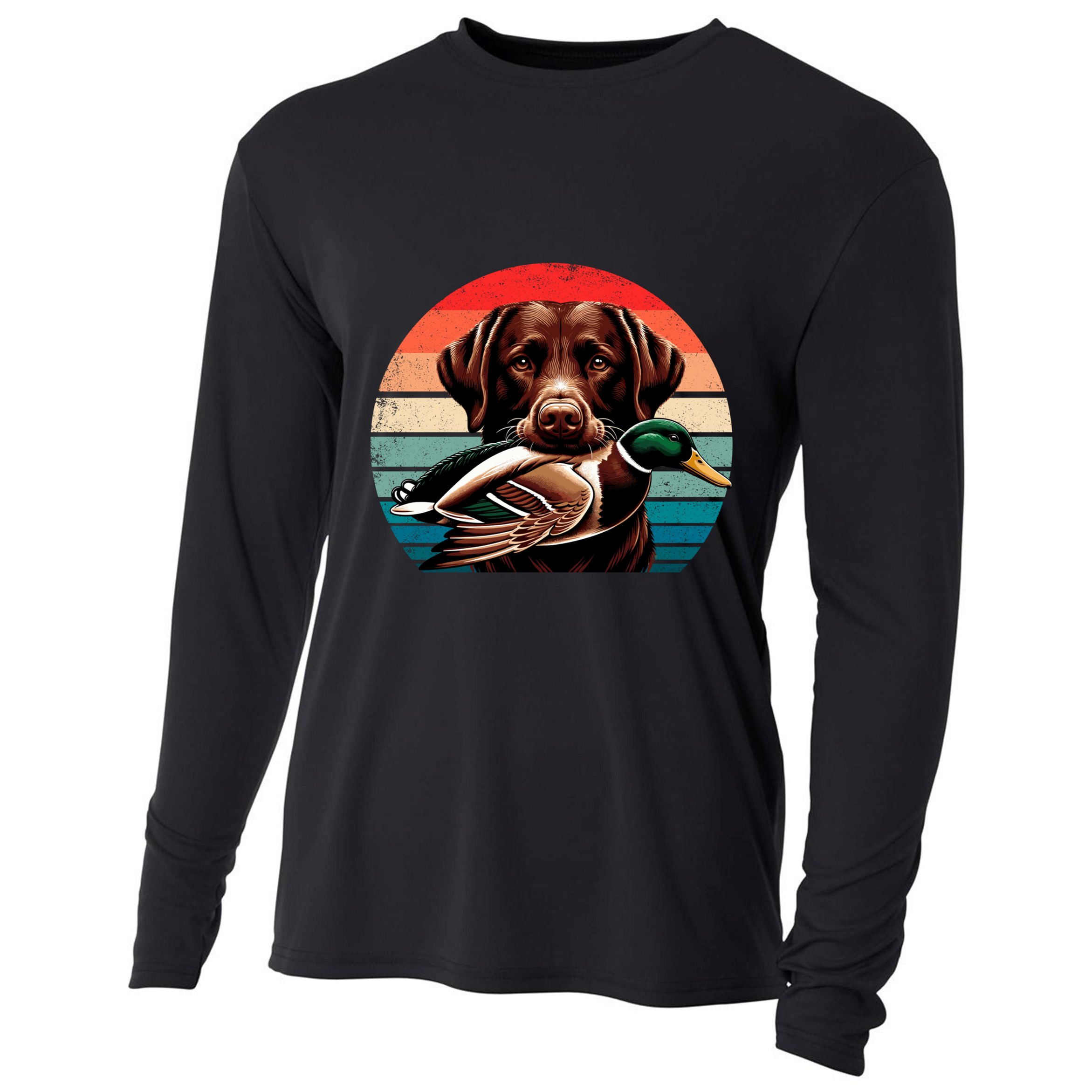 Labrador Retriever With Mallard Duck Hunting Gift Cooling Performance Long Sleeve Crew