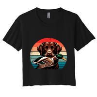 Labrador Retriever With Mallard Duck Hunting Gift Women's Crop Top Tee
