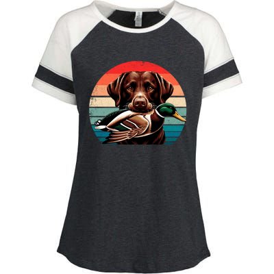 Labrador Retriever With Mallard Duck Hunting Gift Enza Ladies Jersey Colorblock Tee