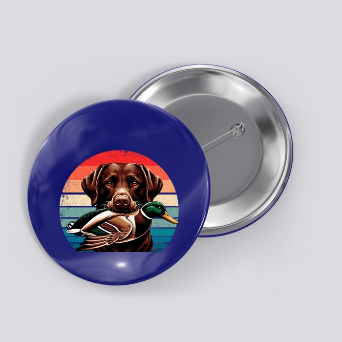 Labrador Retriever With Mallard Duck Hunting Gift Button