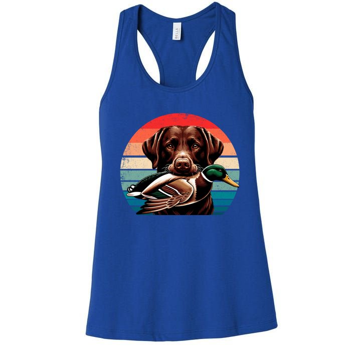 Labrador Retriever With Mallard Duck Hunting Gift Women's Racerback Tank