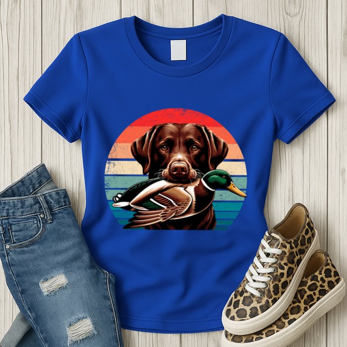 Labrador Retriever With Mallard Duck Hunting Gift Womens T-Shirt