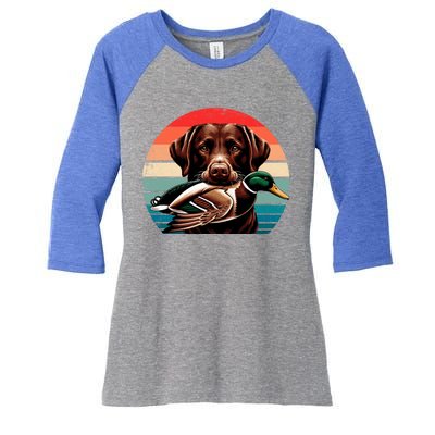 Labrador Retriever With Mallard Duck Hunting Gift Women's Tri-Blend 3/4-Sleeve Raglan Shirt