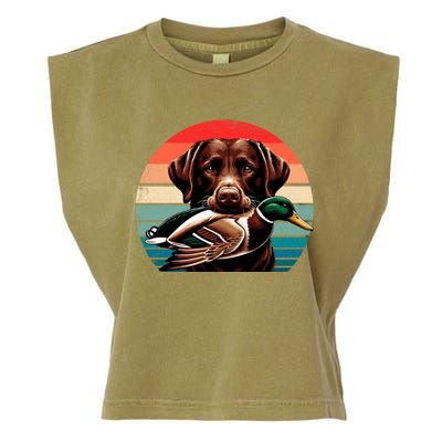 Labrador Retriever With Mallard Duck Hunting Gift Garment-Dyed Women's Muscle Tee