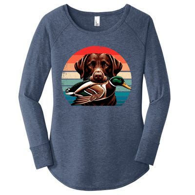 Labrador Retriever With Mallard Duck Hunting Gift Women's Perfect Tri Tunic Long Sleeve Shirt