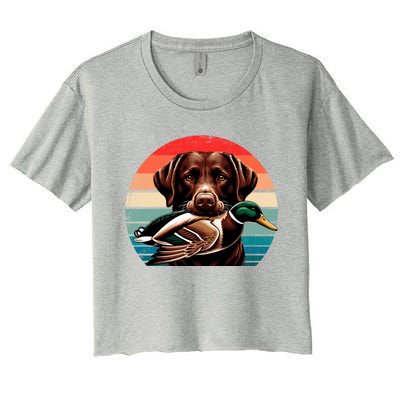 Labrador Retriever With Mallard Duck Hunting Gift Women's Crop Top Tee