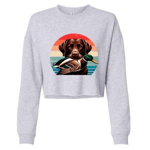 Labrador Retriever With Mallard Duck Hunting Gift Cropped Pullover Crew