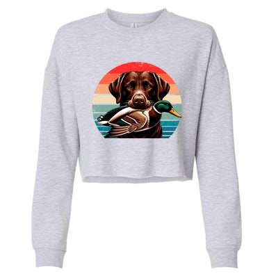 Labrador Retriever With Mallard Duck Hunting Gift Cropped Pullover Crew