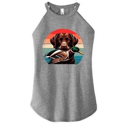 Labrador Retriever With Mallard Duck Hunting Gift Women's Perfect Tri Rocker Tank