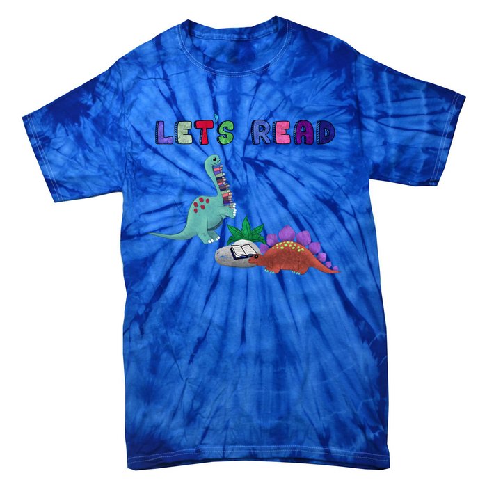 Let’S Read With The Dinosaurs Reading Reader School Gift Tie-Dye T-Shirt