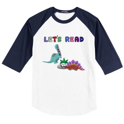 Let’S Read With The Dinosaurs Reading Reader School Gift Baseball Sleeve Shirt