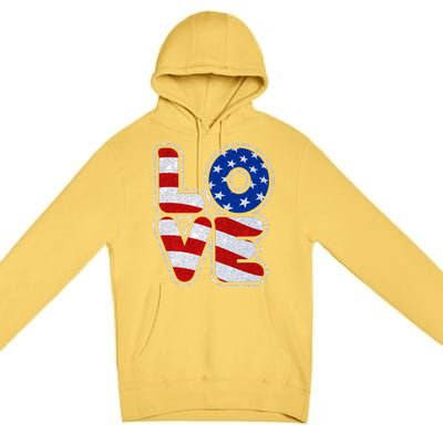 LOVE Red White And Blue Stars And Stripes Premium Pullover Hoodie