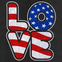 LOVE Red White And Blue Stars And Stripes 7 Panel Mesh Trucker Snapback Hat