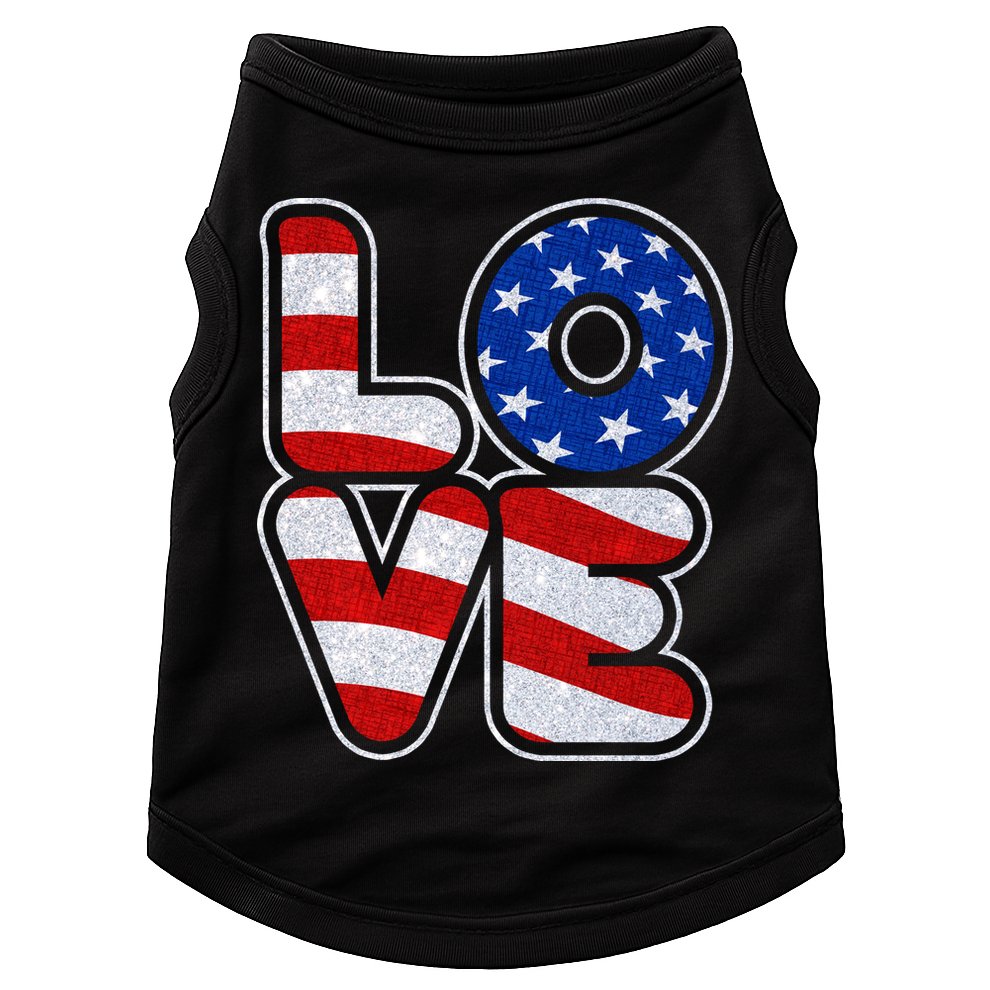 LOVE Red White And Blue Stars And Stripes Doggie Tank