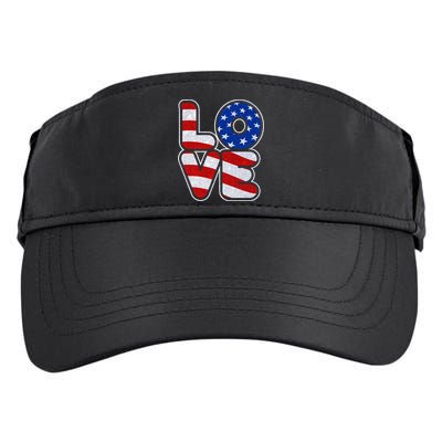 LOVE Red White And Blue Stars And Stripes Adult Drive Performance Visor