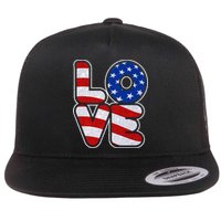 LOVE Red White And Blue Stars And Stripes Flatbill Hat