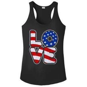 LOVE Red White And Blue Stars And Stripes Ladies PosiCharge Competitor Racerback Tank